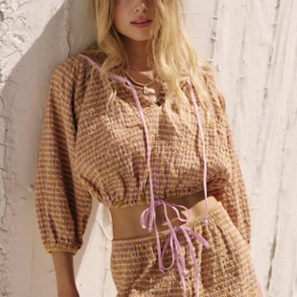 Free People Clara Plaid Top - NWT! - Picture 4 of 7